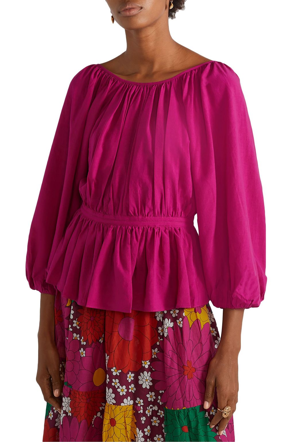 MARA HOFFMAN Maud Tencel-broadcloth peplum blouse
