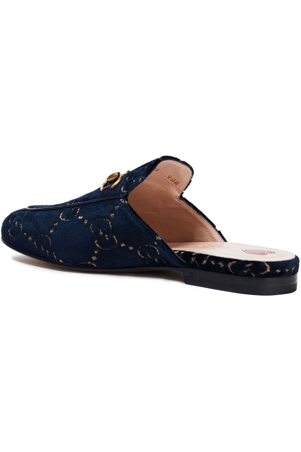 GUCCI Princetown horsebit-detailed embroidered velvet slippers