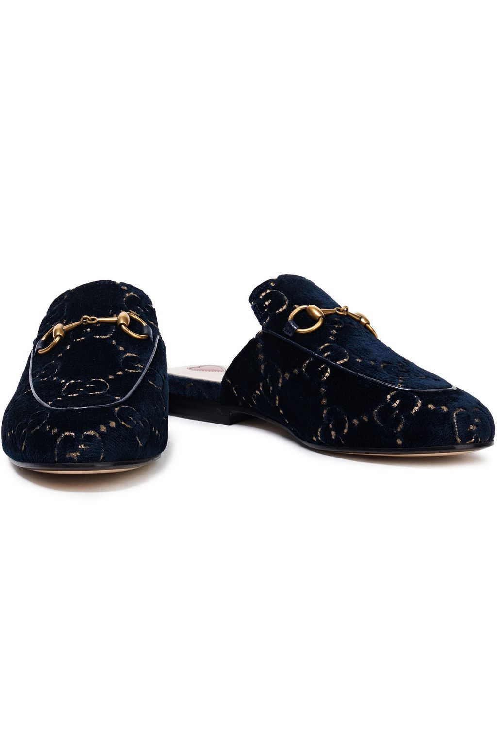 GUCCI Princetown horsebit-detailed embroidered velvet slippers