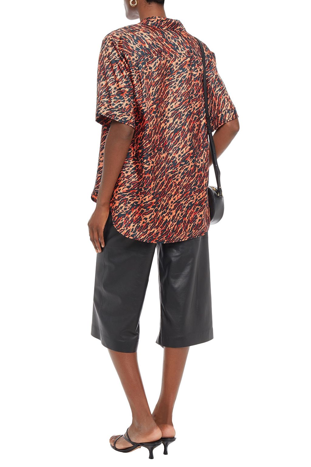 SANDRO Evie leopard-print silk-twill shirt