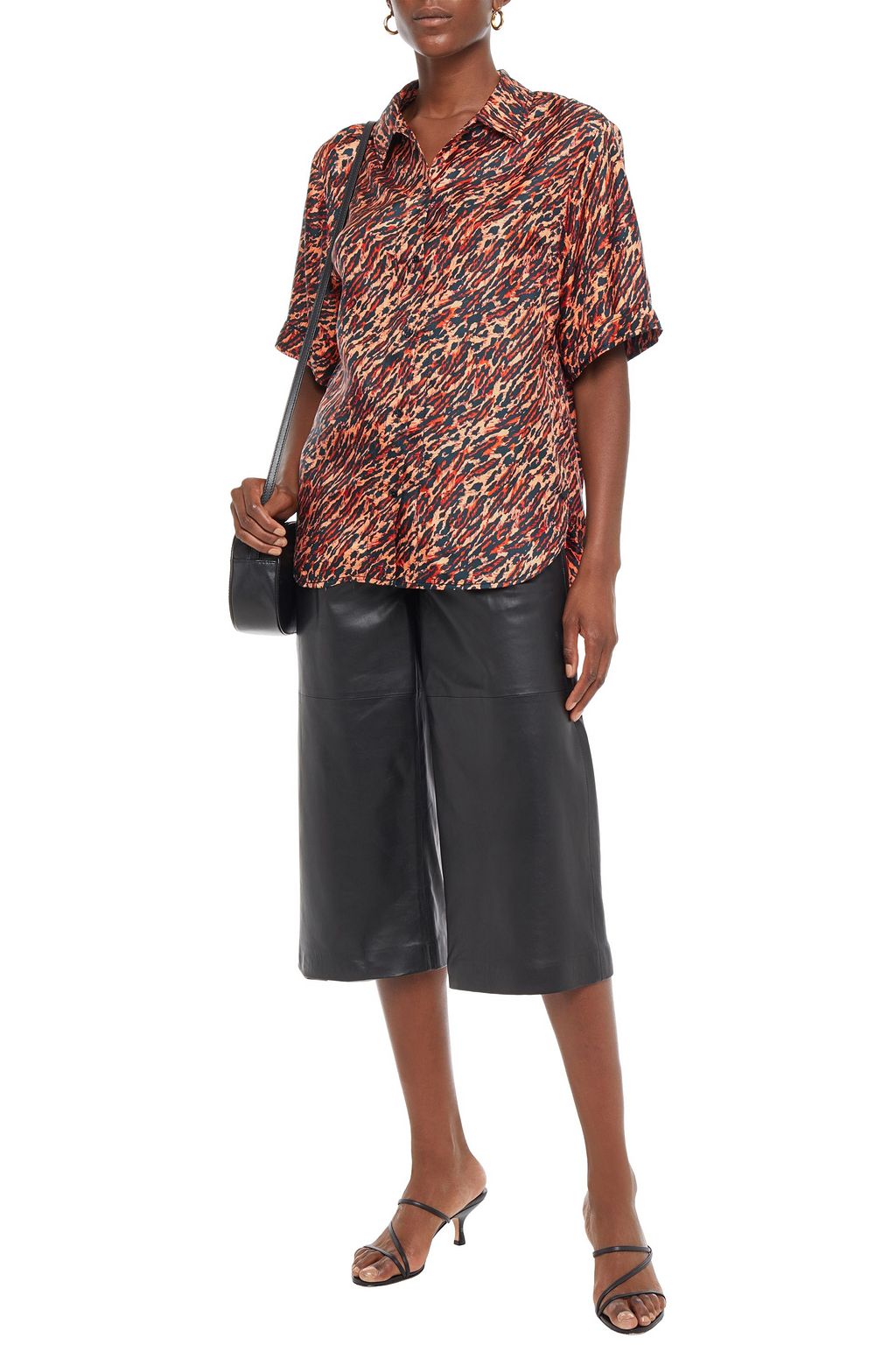 SANDRO Evie leopard-print silk-twill shirt