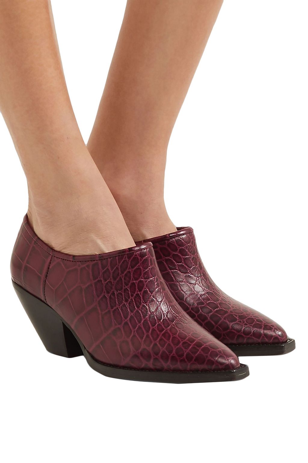 GANNI Cowboy croc-effect leather ankle boots