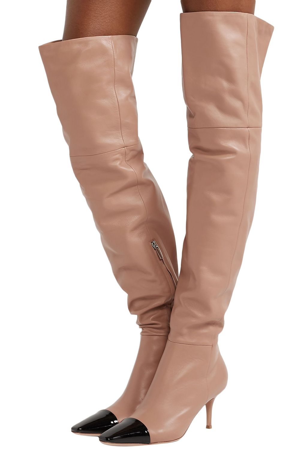 GIANVITO ROSSI 70 two-tone leather over-the-knee boots
