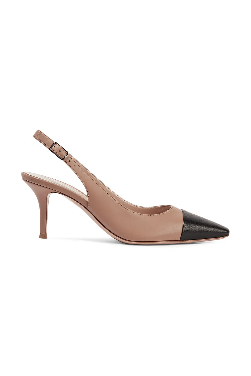 Gianvito Rossi Woman Lucy 70 Two-tone Leather Slingback Pumps Light Brown Size 41