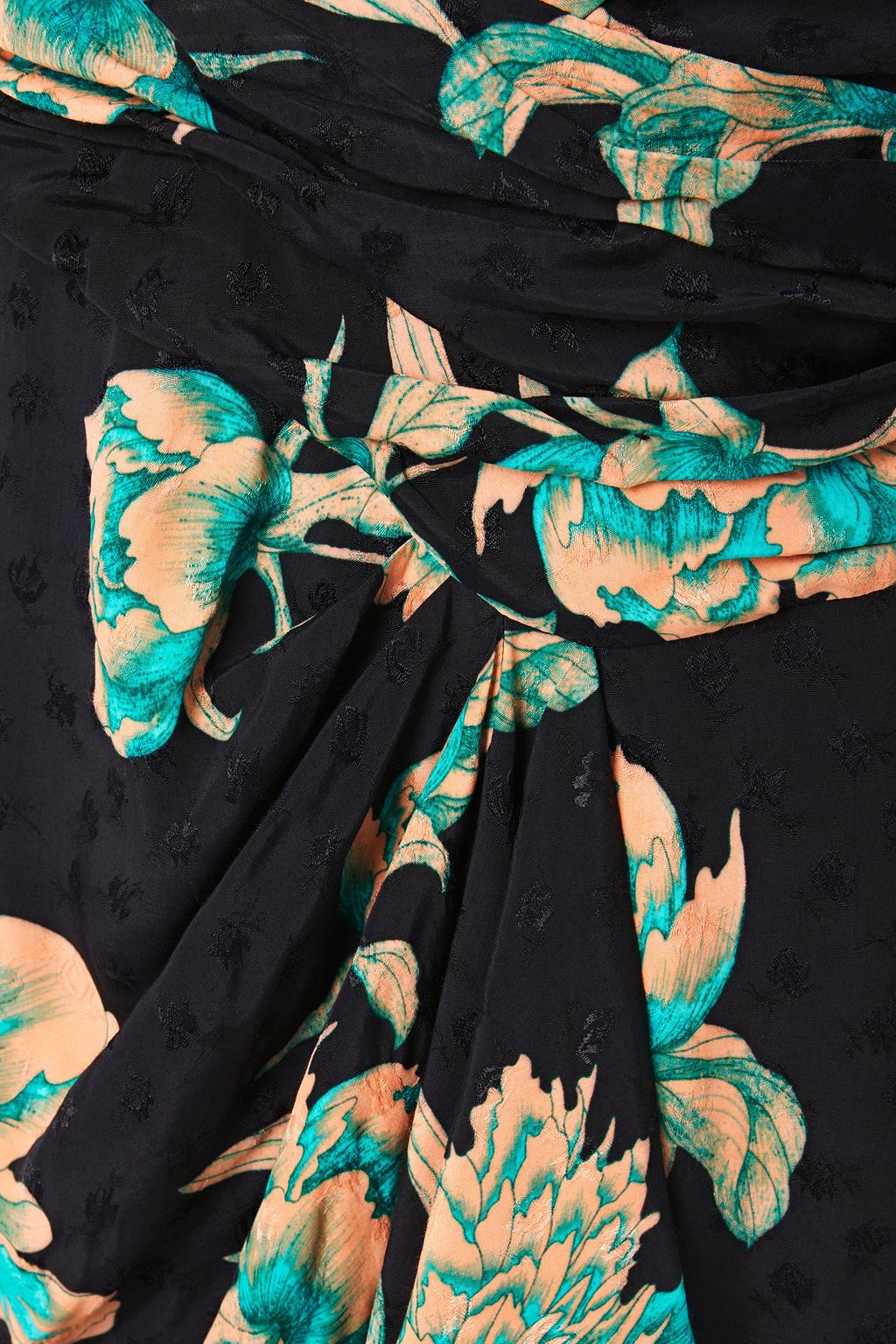 SANDRO Bruni wrap-effect draped floral-print jacquard mini dress