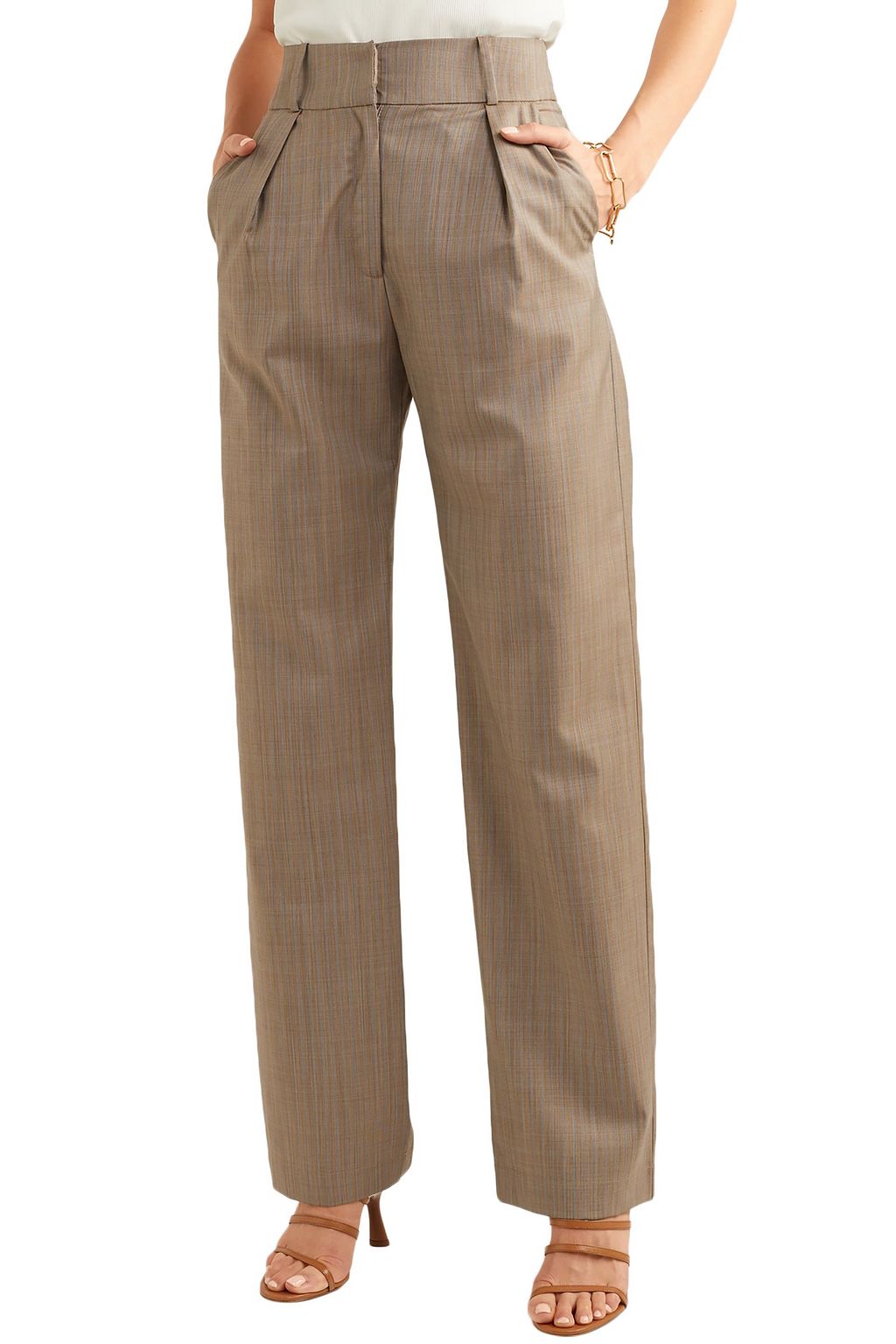 MATÉRIEL Pleated pinstriped wool-blend straight-leg pants