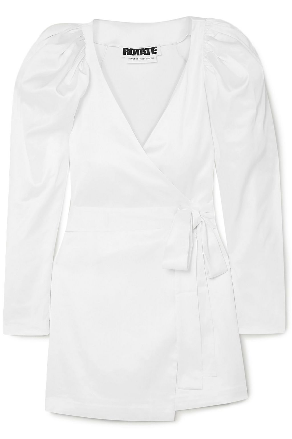 white satin wrap mini dress