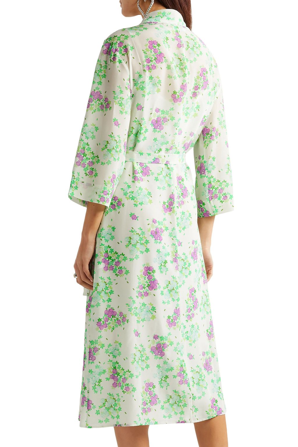 BERNADETTE Elle floral-print silk crepe de chine midi wrap dress