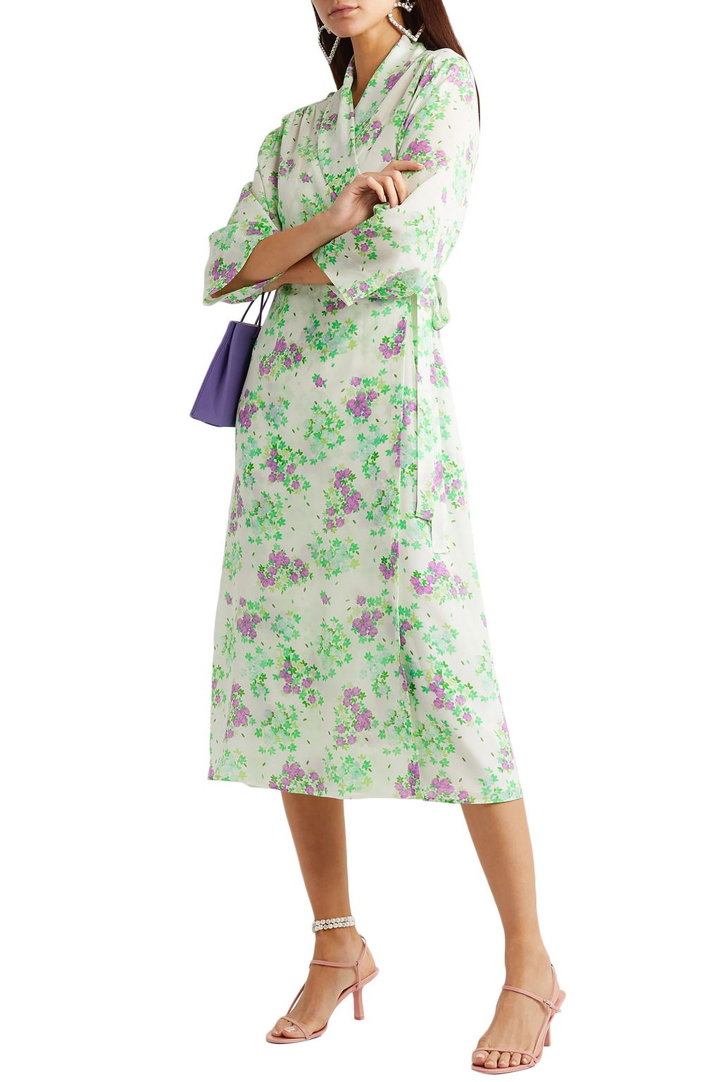 BERNADETTE Elle floral-print silk crepe de chine midi wrap dress