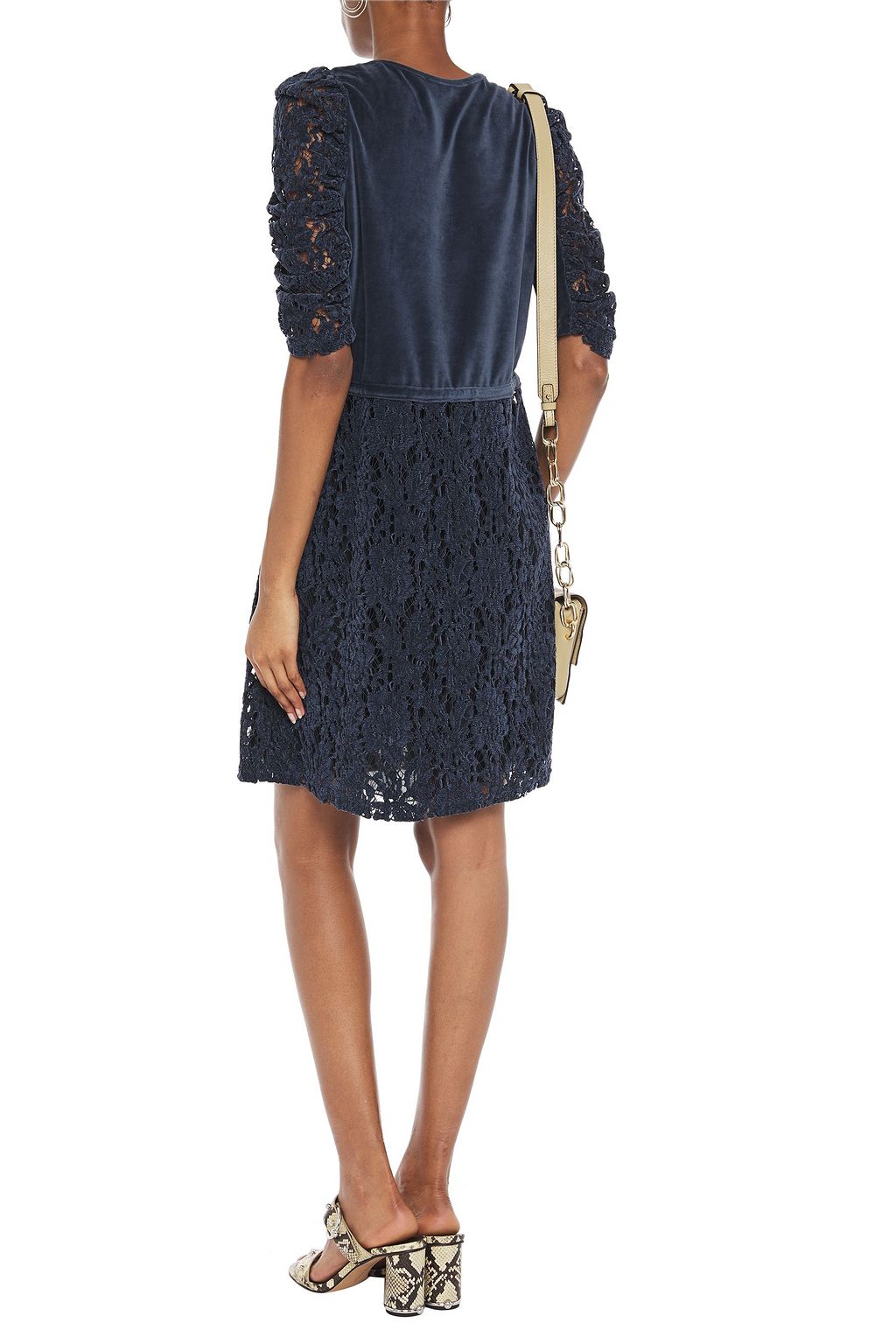 SEE BY CHLOÉ Ruched chenille and corded lace mini dress