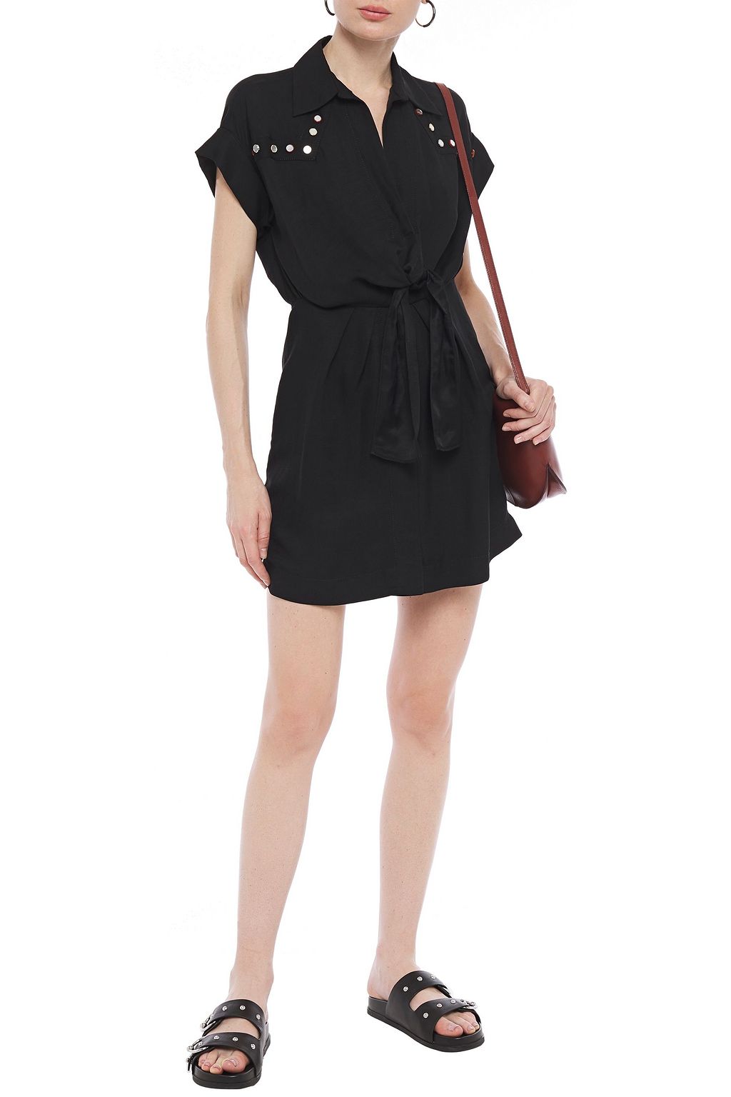 SANDRO Mavel knotted embellished twill mini dress