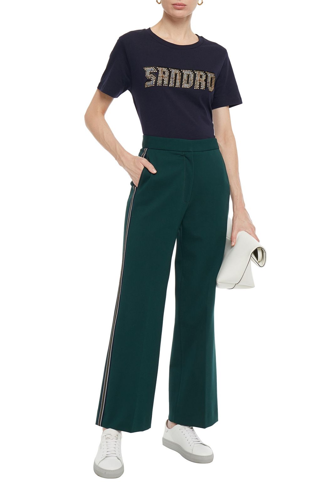 SANDRO Khol striped cady wide-leg pants