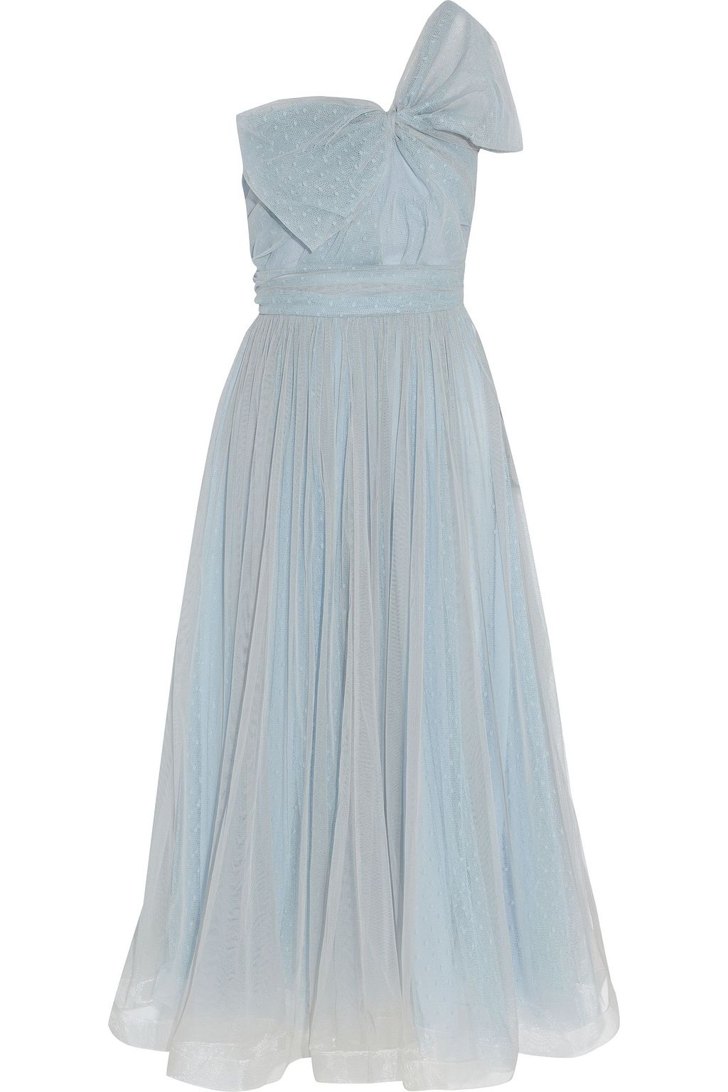 REDVALENTINO One-shoulder layered tulle and point d'esprit midi dress ...