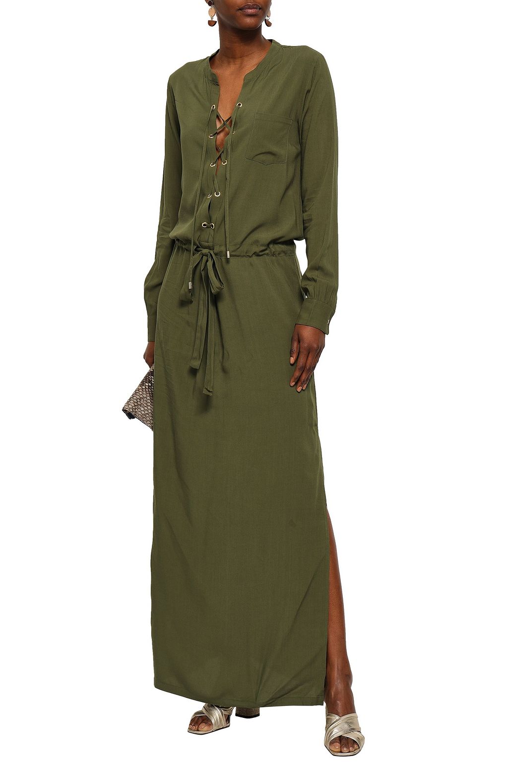 MELISSA ODABASH Meghan lace-up gauze maxi dress
