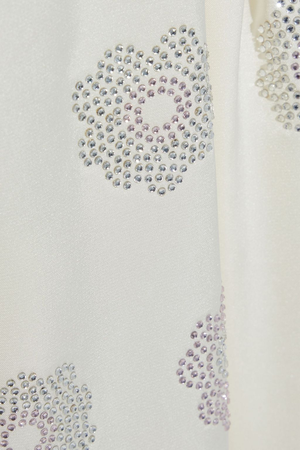 RABANNE Paneled crystal-embellished satin midi skirt