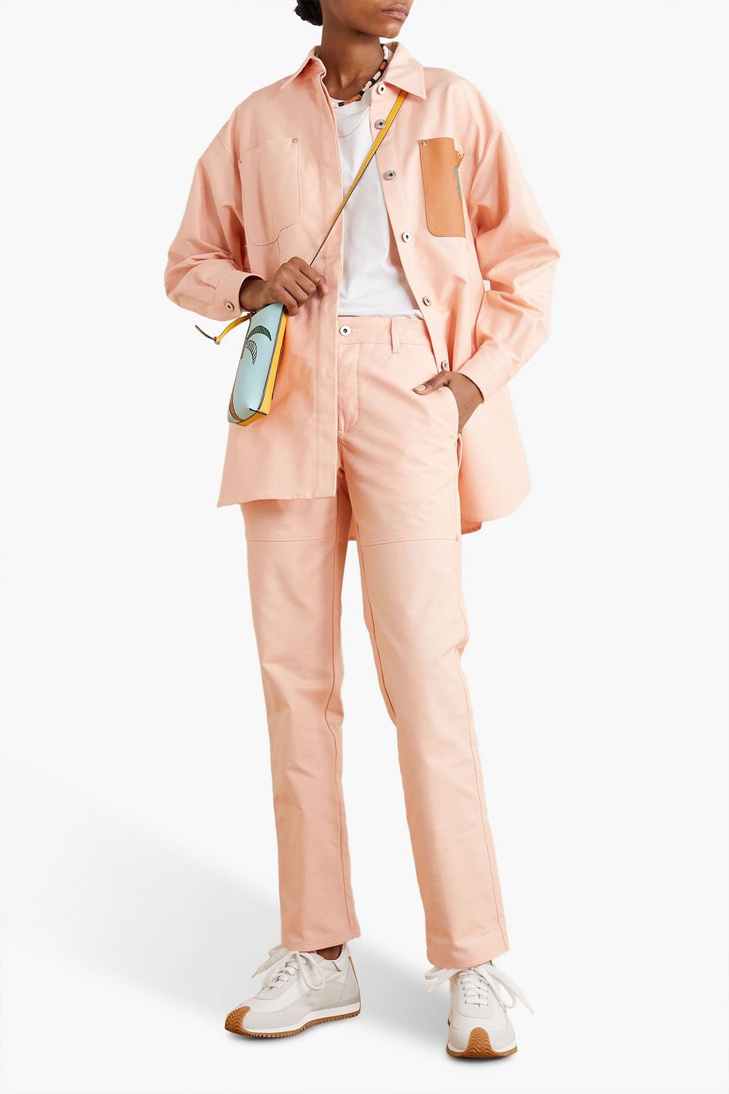LOEWE + Ken Price La Palme printed leather-trimmed high-rise straight-leg jeans