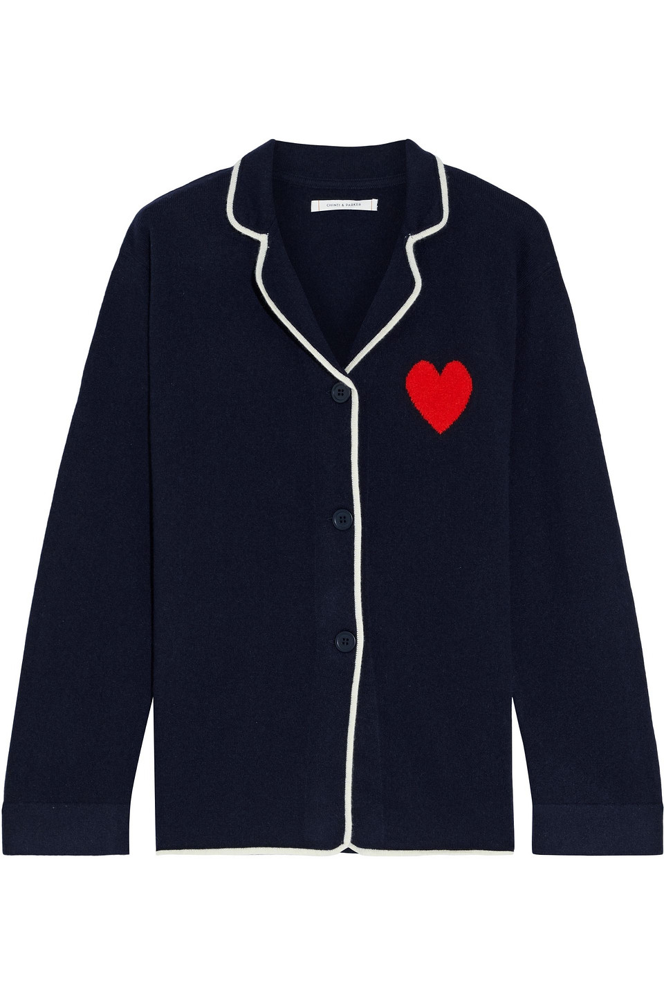 Chinti & Parker Woman Intarsia Wool And Cashmere-blend Pajama Top Navy Size XS