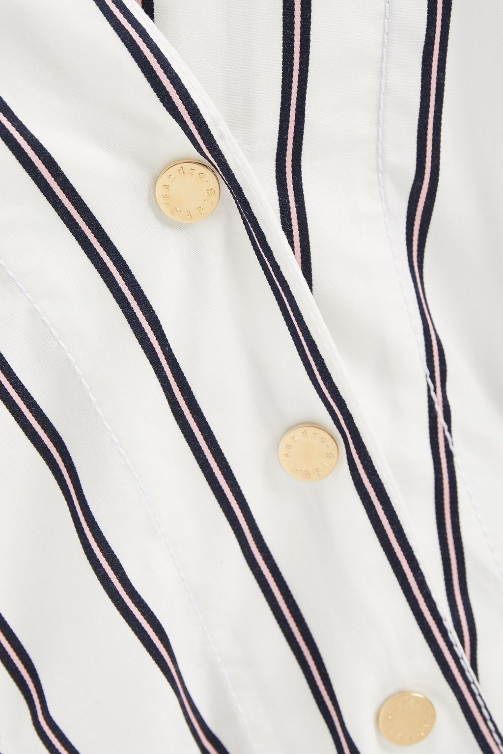 SANDRO Snap-detailed striped cotton-poplin shirt