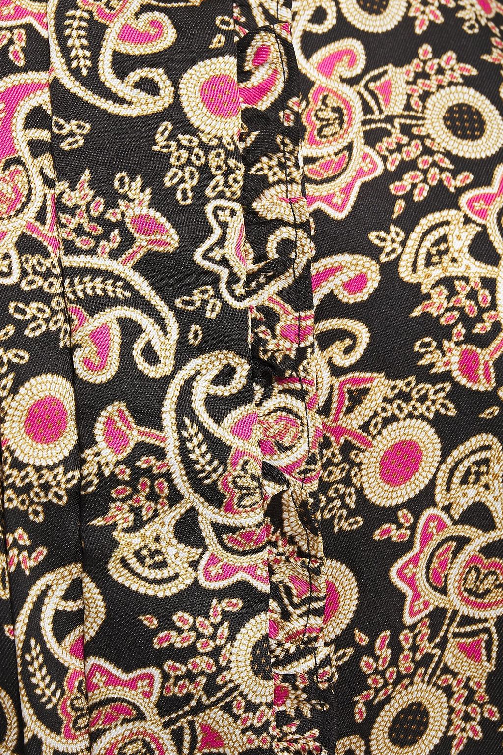 SANDRO Ruffle-trimmed printed twill shirt