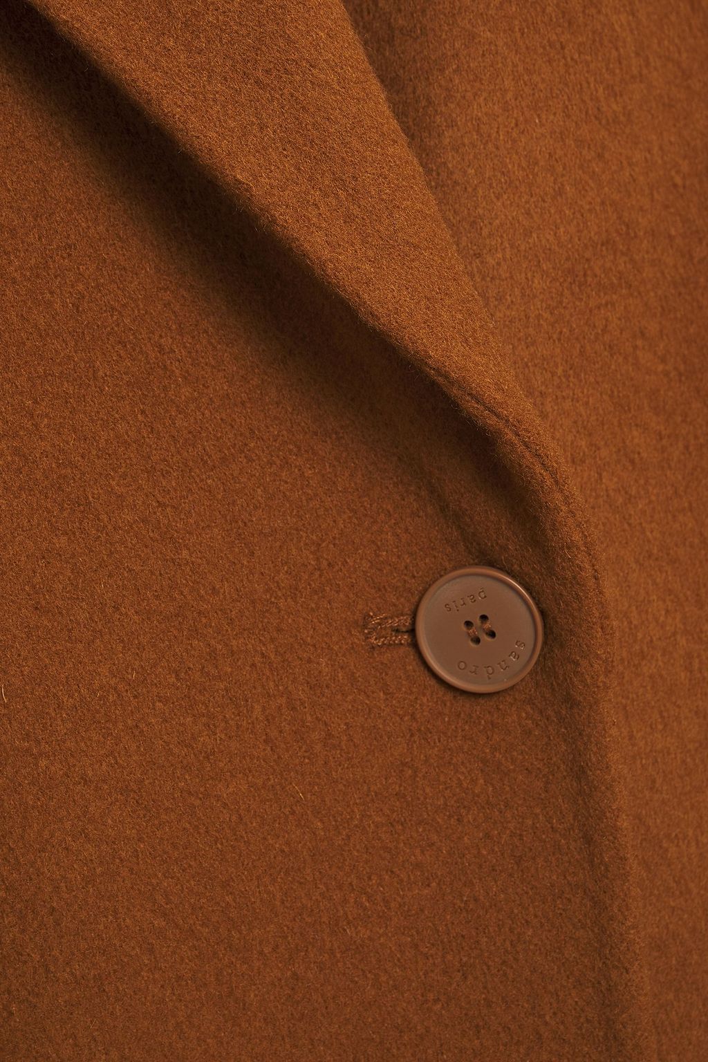 SANDRO Hazeen double-breasted fringe-trimmed wool-blend felt coat