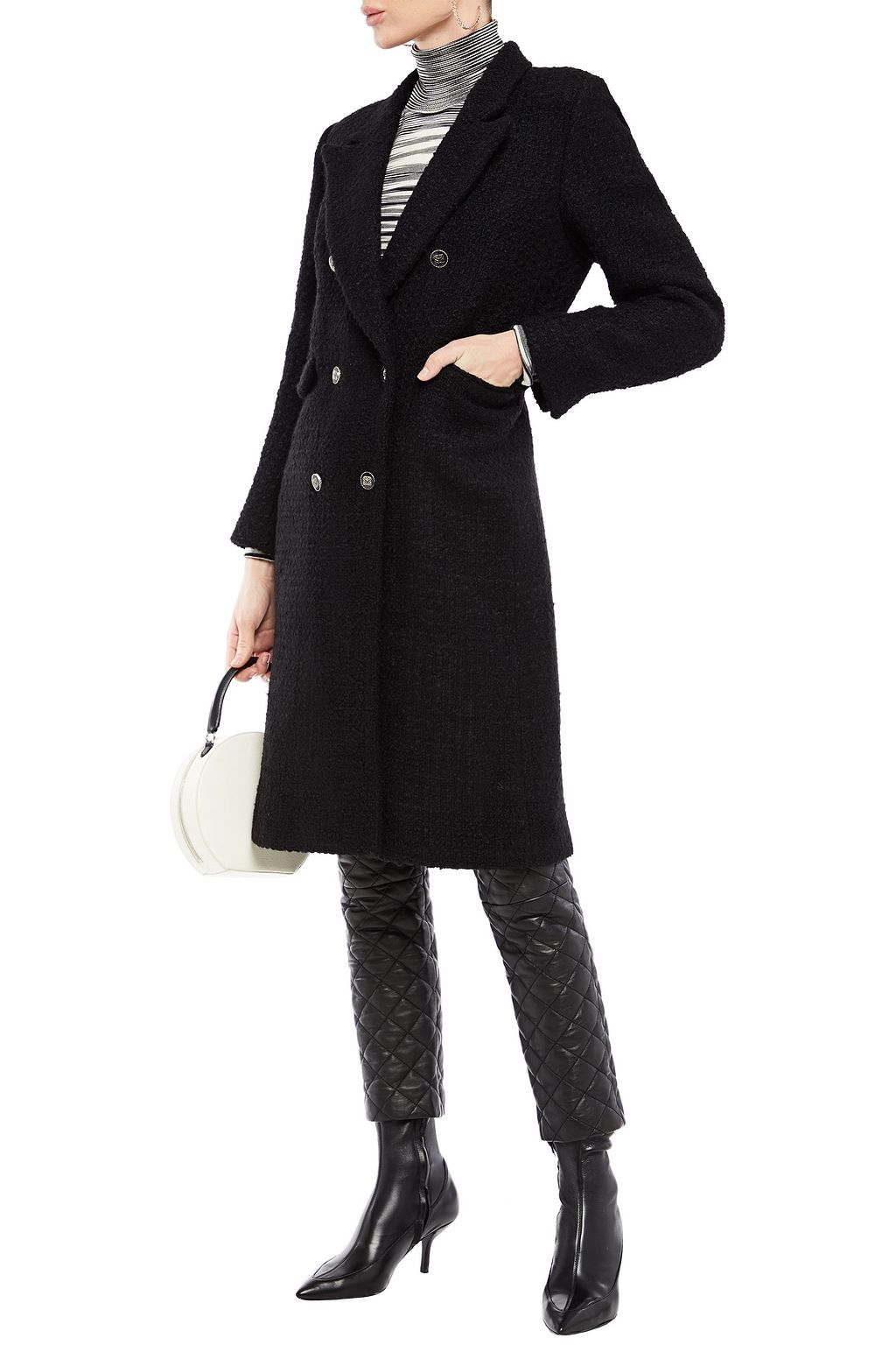 SANDRO Double-breasted bouclé-tweed coat