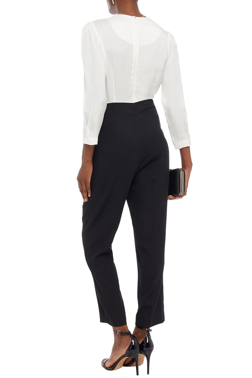 SANDRO Adenia cropped pleated satin and cady jumpsuit