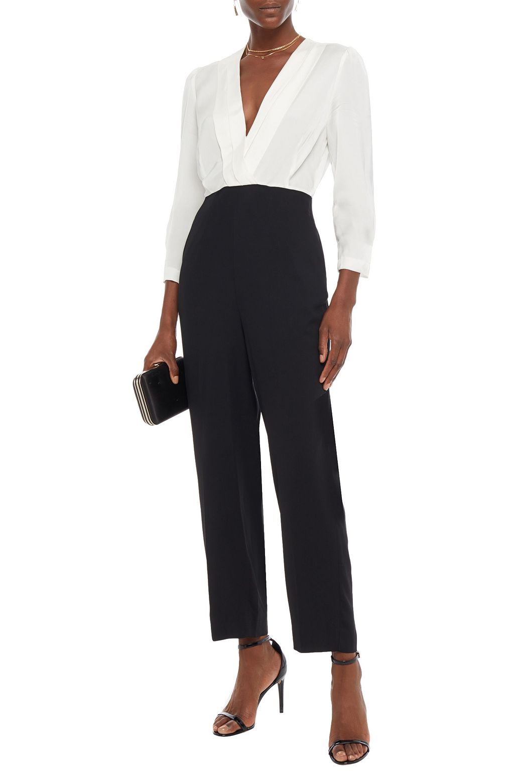 SANDRO Adenia cropped pleated satin and cady jumpsuit