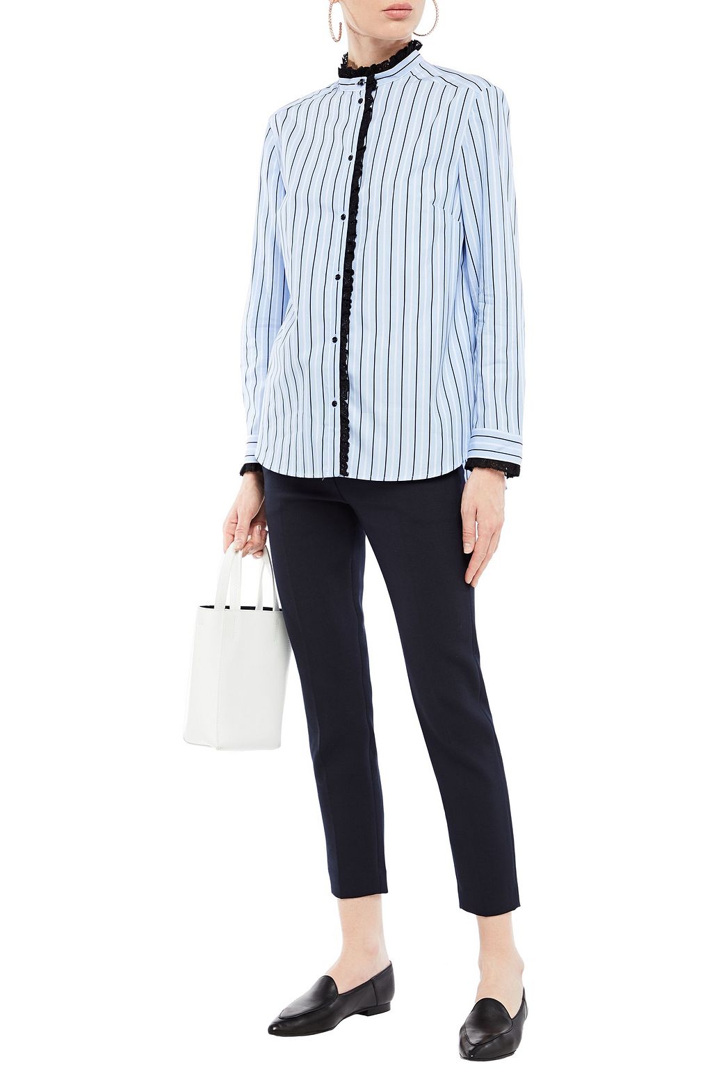 SANDRO Andy cropped twill slim-leg pants
