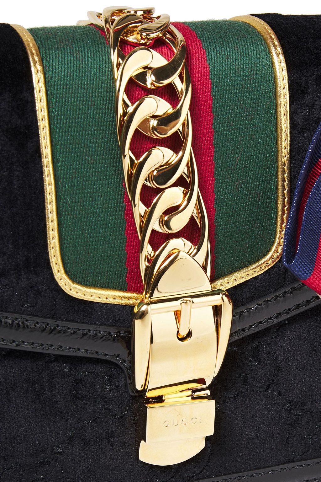 GUCCI Sylvie chain-embellished velvet shoulder bag