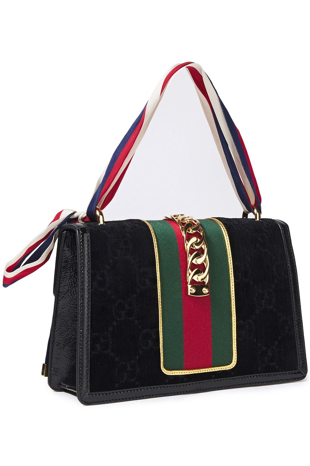 GUCCI Sylvie chain-embellished velvet shoulder bag