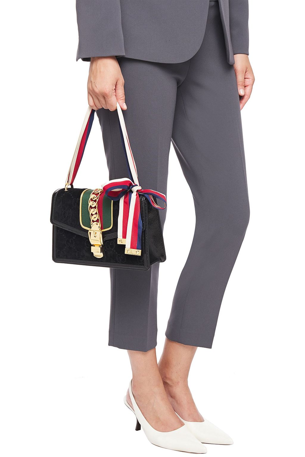 GUCCI Sylvie chain-embellished velvet shoulder bag