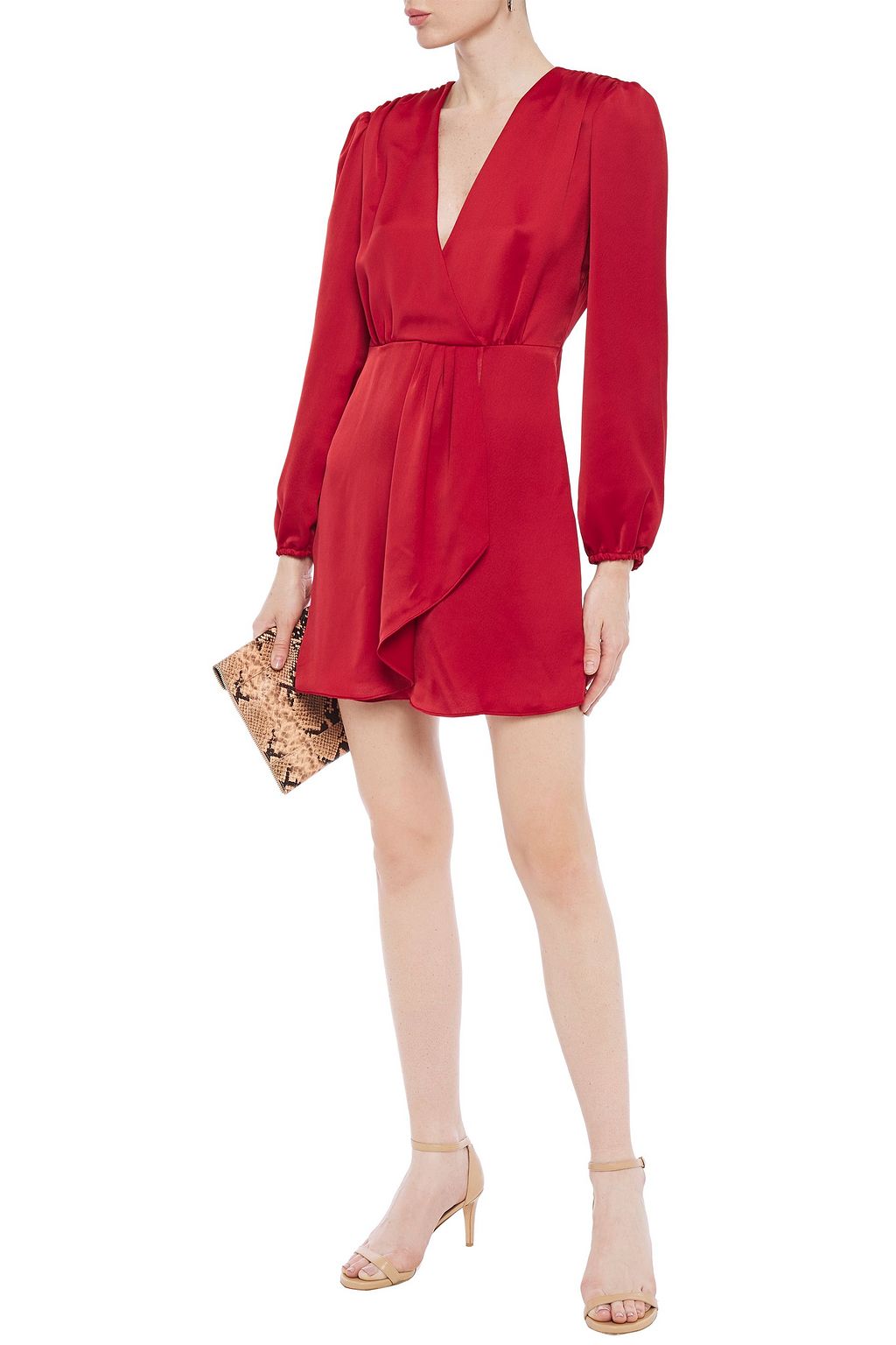 SANDRO Leana wrap-effect satin-crepe mini dress