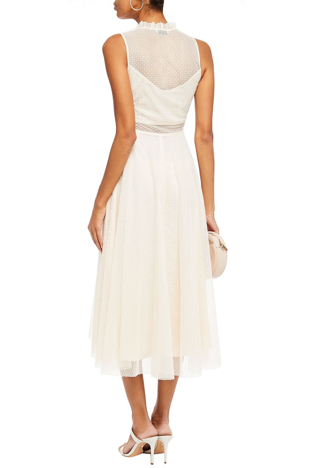 SANDRO Cassy ruffle-trimmed embroidered tulle midi dress
