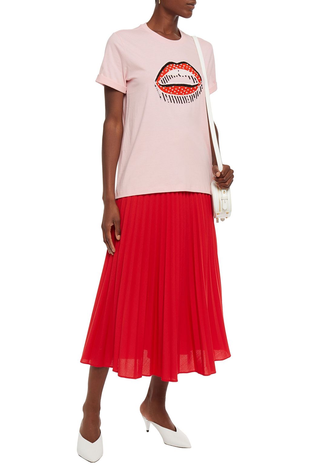 MARKUS LUPFER Crystal and sequin-embellished cotton-jersey T-shirt