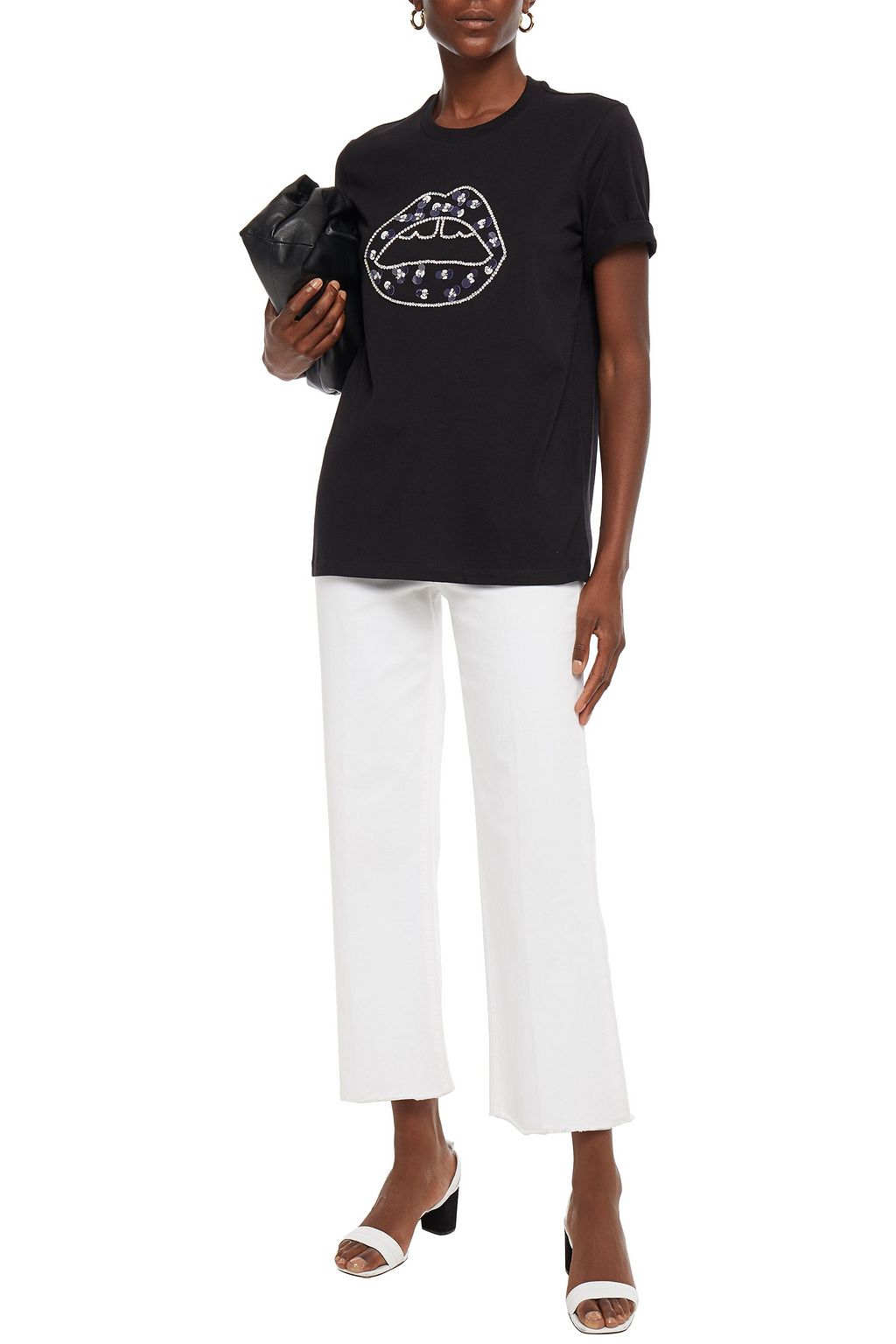 MARKUS LUPFER Crystal and sequin-embellished cotton-jersey T-shirt