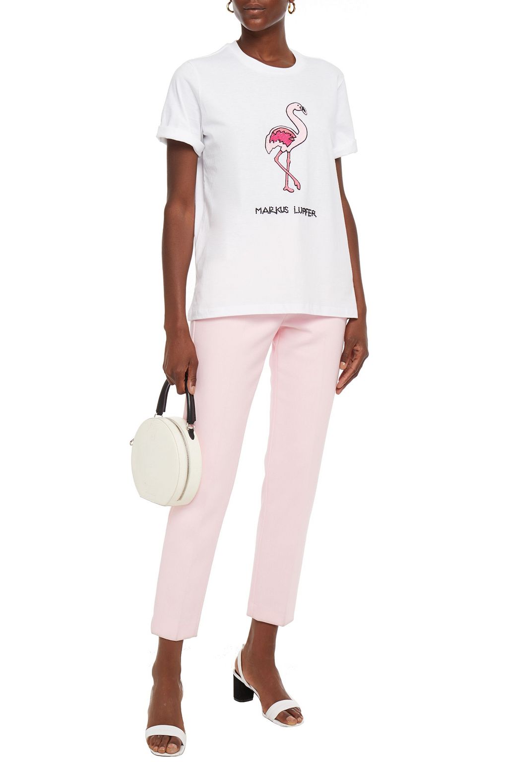 MARKUS LUPFER Bead and sequin-embellished cotton-jersey T-shirt