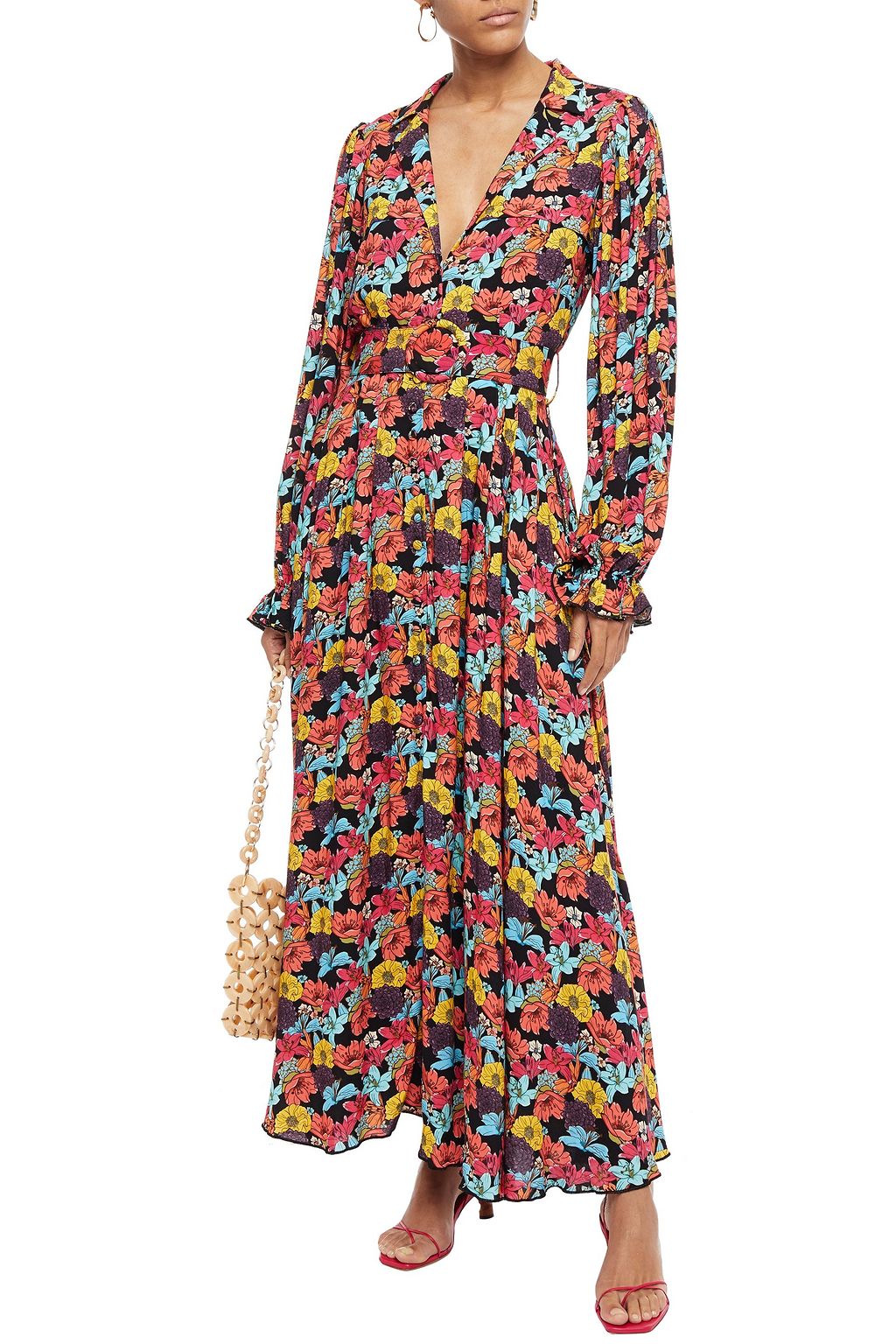 GÜL HÜRGEL Belted floral-print woven maxi dress