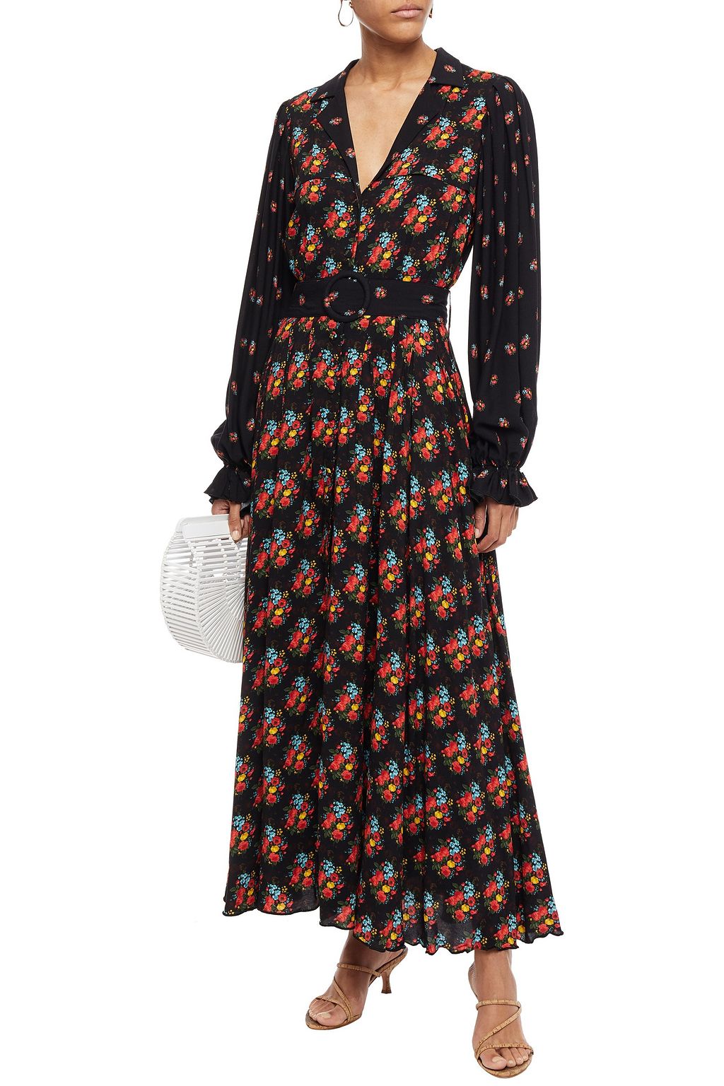 GÜL HÜRGEL Belted floral-print brushed-poplin maxi dress