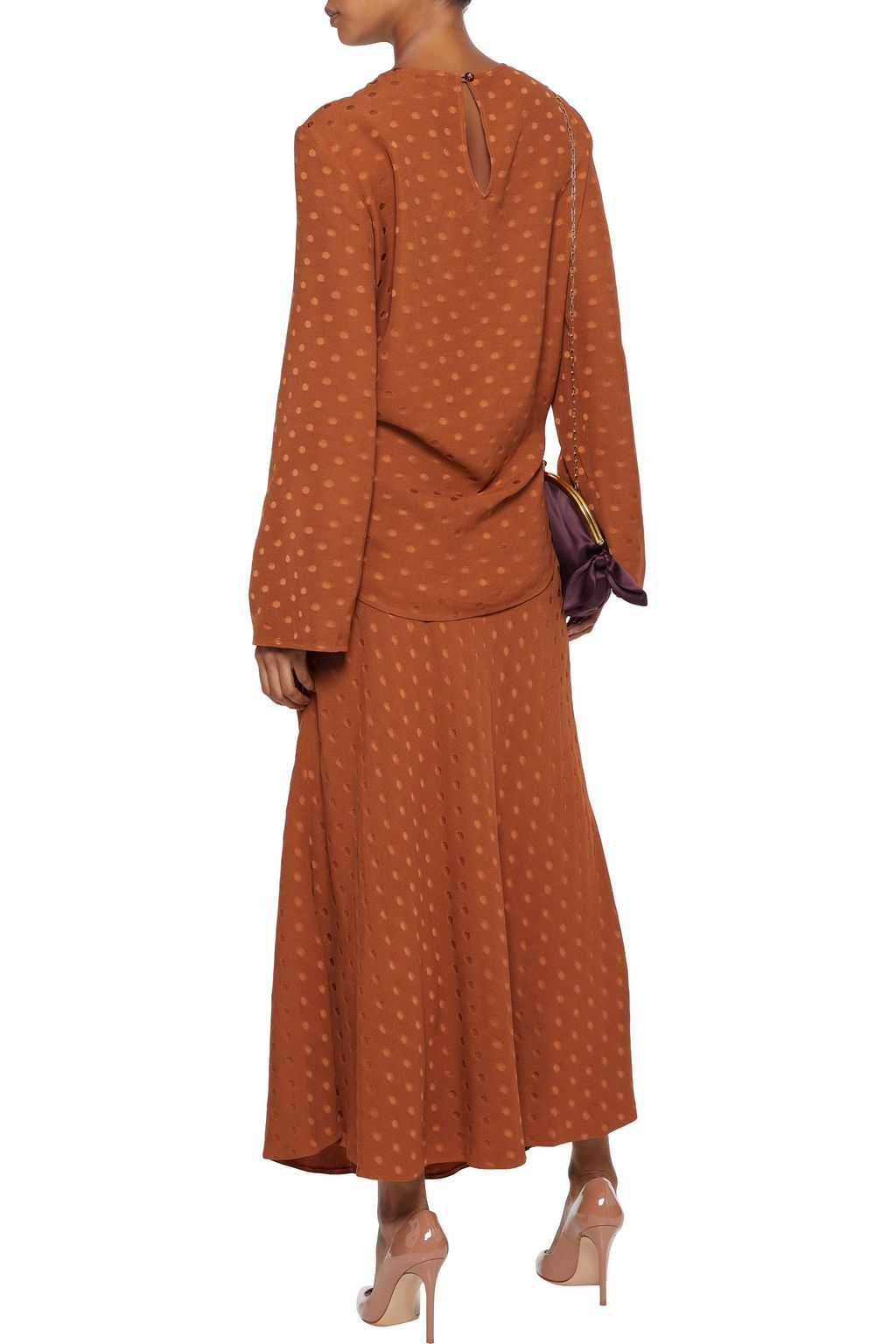RACIL Tallulah polka-dot jacquard maxi skirt