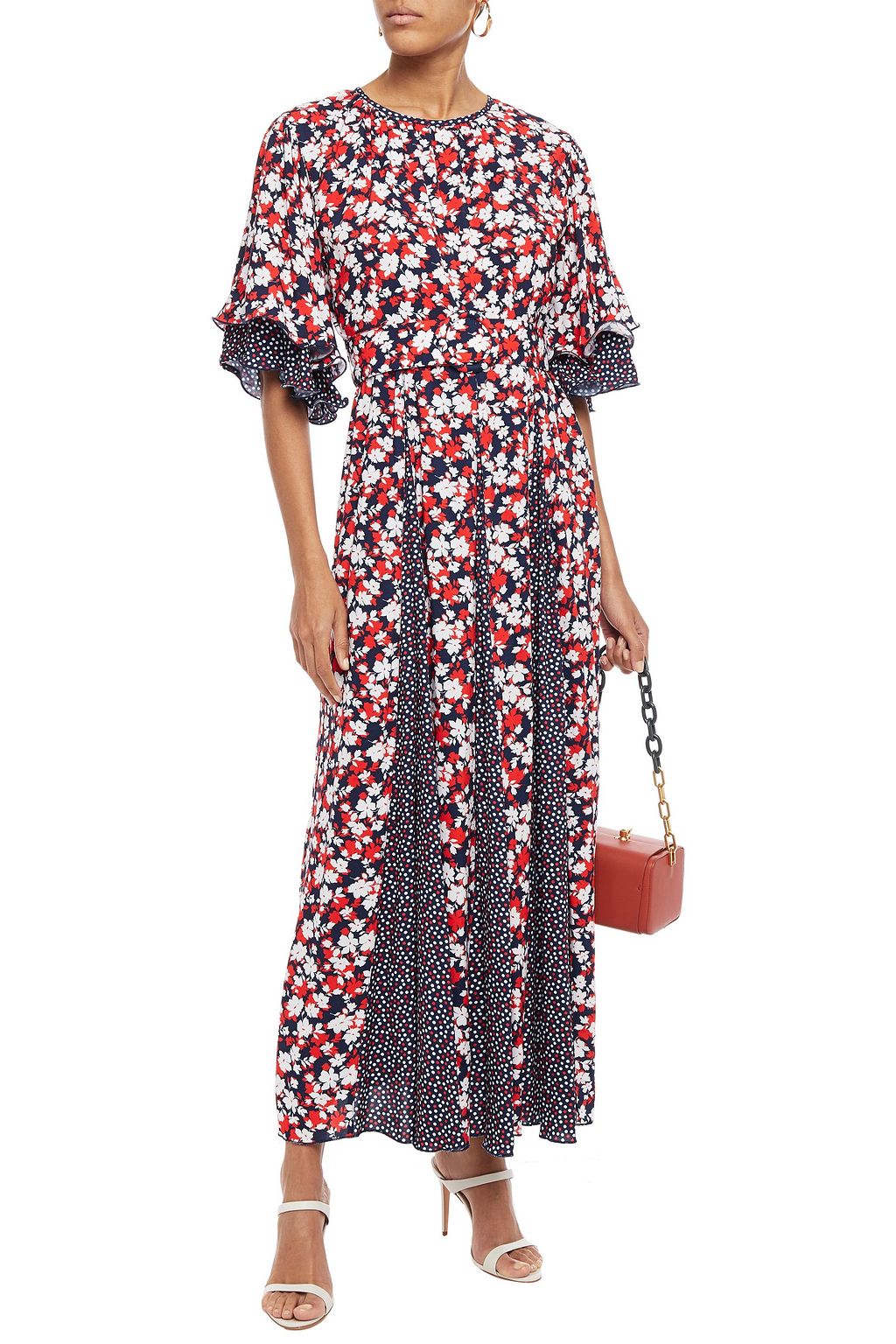 GÜL HÜRGEL Pleated printed woven maxi dress