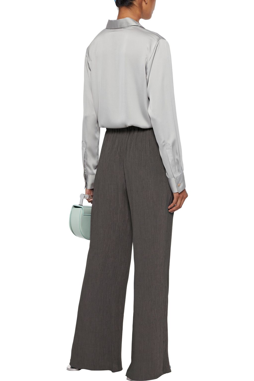 DEVEAUX Savannah crinkled-crepe wide-leg pants