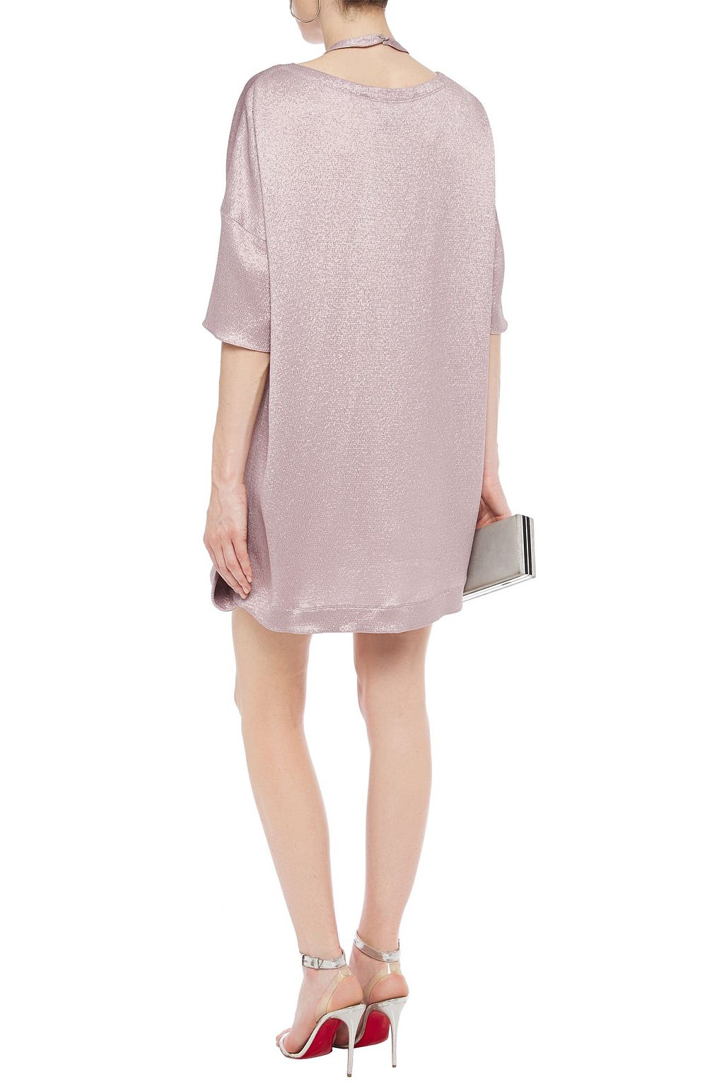 VALENTINO GARAVANI Cutout textured-lamé mini dress