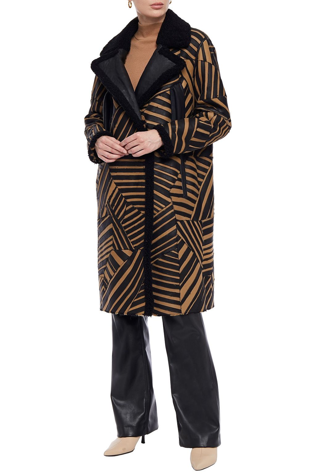 YVES SALOMON Tiger-print shearling coat