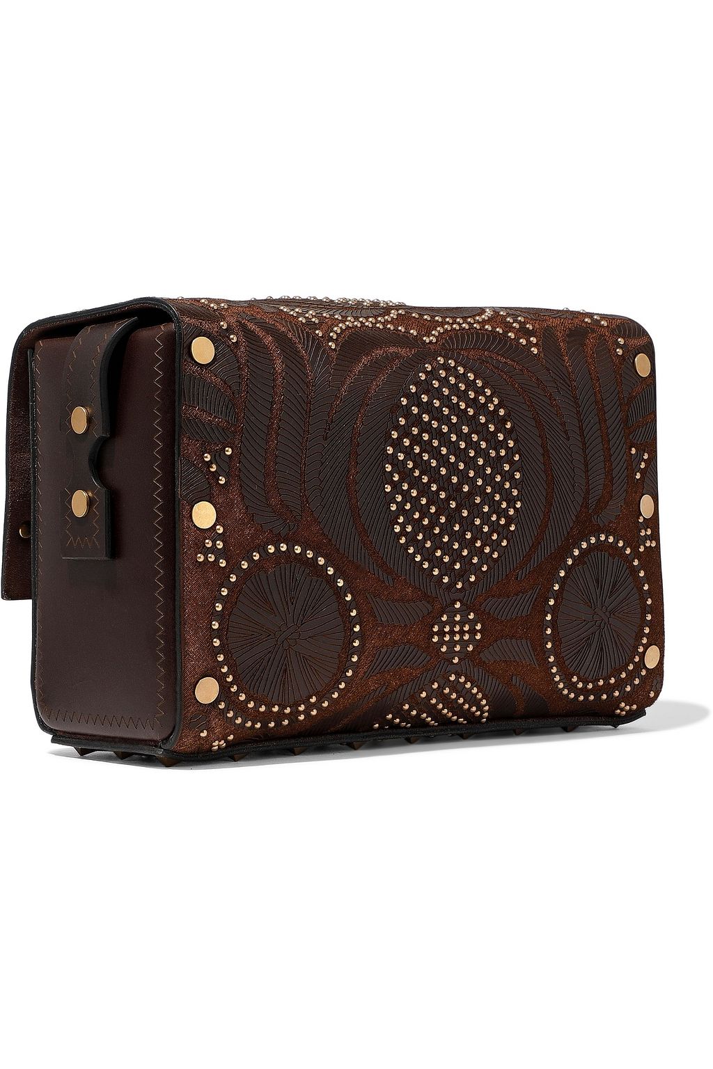 VALENTINO GARAVANI Embellished canvas and leather shoulder bag
