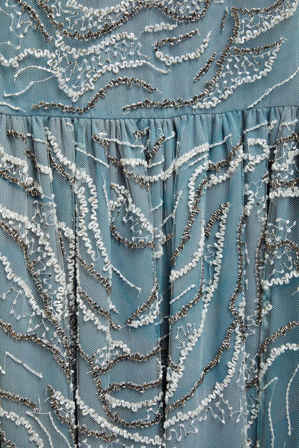 VALENTINO GARAVANI Gathered bead-embellished tulle mini dress