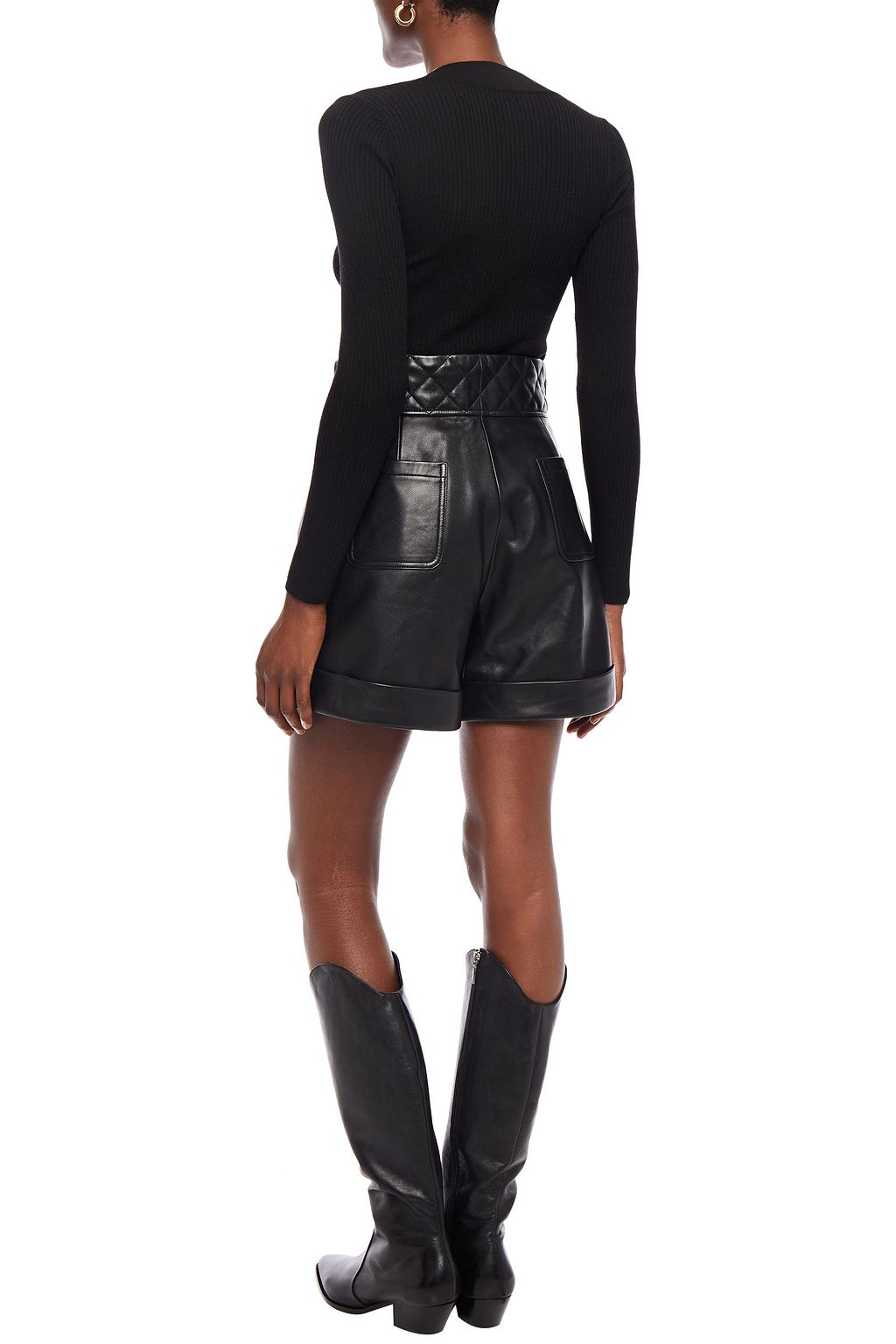 SANDRO Cena quilted leather shorts