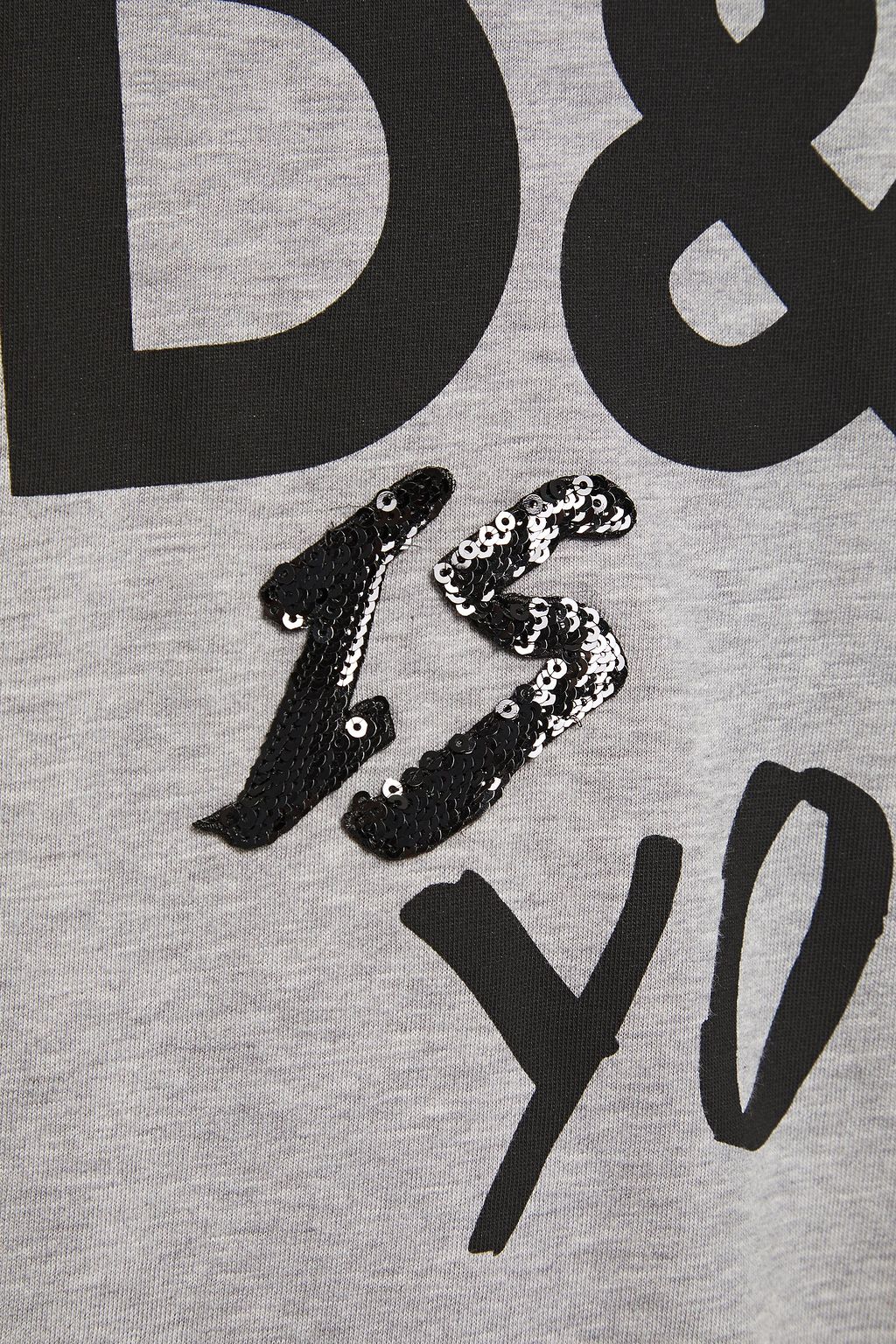 DOLCE&GABBANA アップリケ付き プリント コットンジャージー Tシャツ