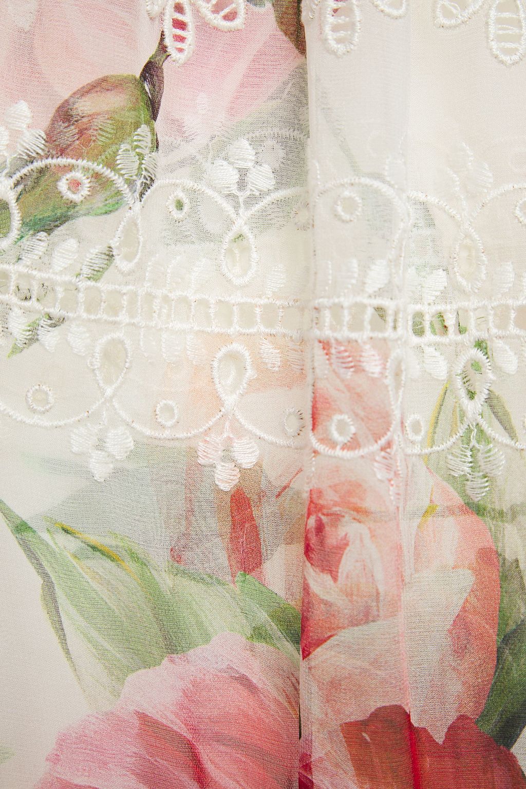 DOLCE&GABBANA Floral-print broderie anglaise silk-blend top