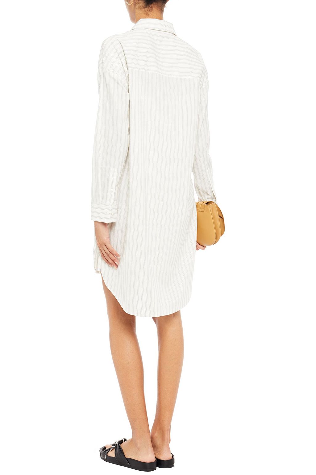JAMES PERSE Striped cotton-blend poplin mini shirt dress