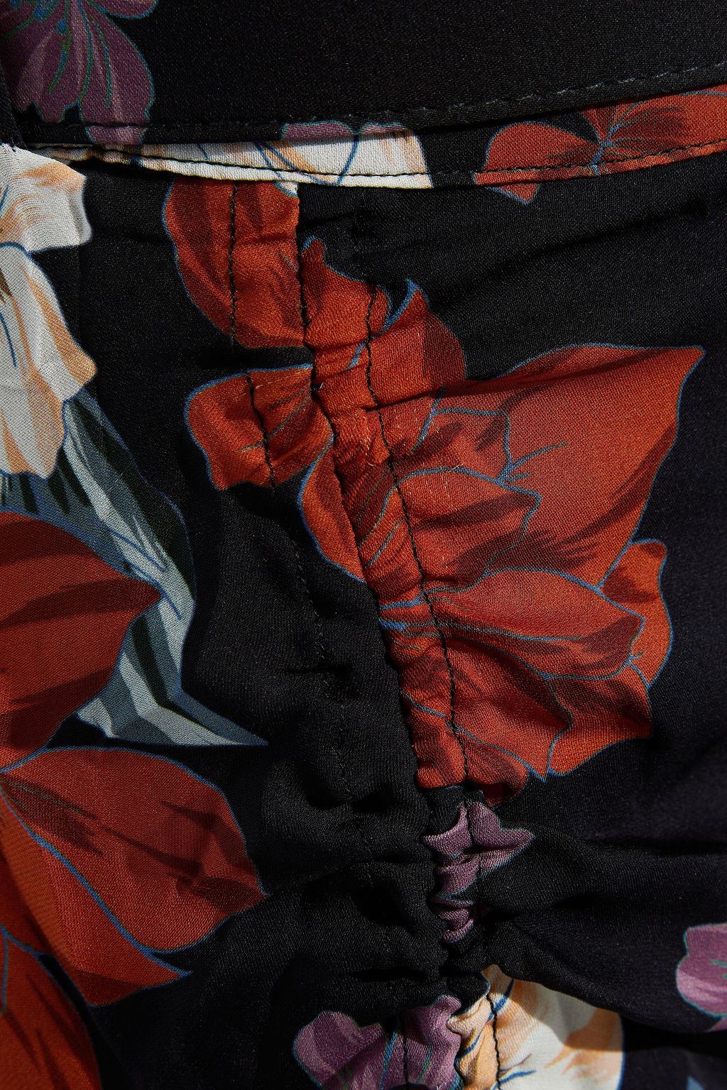 NICHOLAS Belted ruched printed silk crepe de chine midi skirt